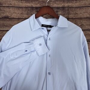 Dstrct & Row Men's Size Large Slim Blue Dress Shirt Long Sleeve Button Up